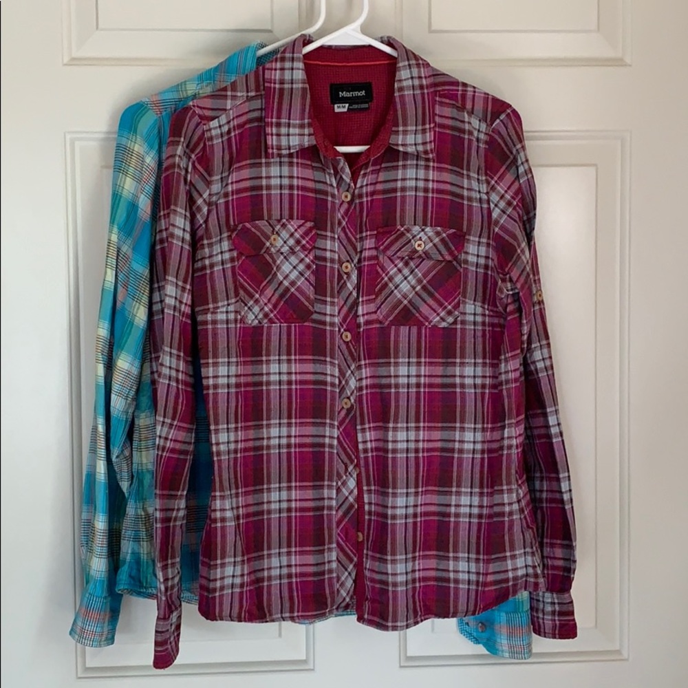2 Marmot plaid button down shirts